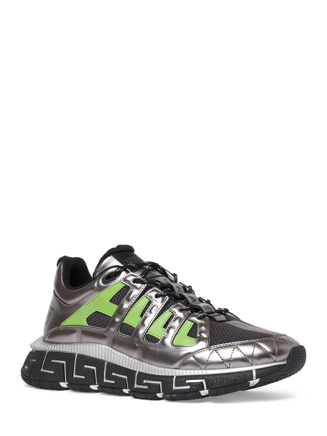 Shop Versace Trigreca Low Top Sneakers In Antracite Green