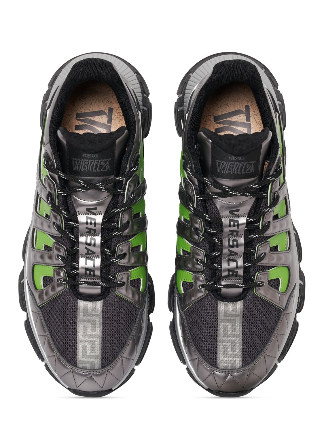 Shop Versace Trigreca Low Top Sneakers In Antracite Green