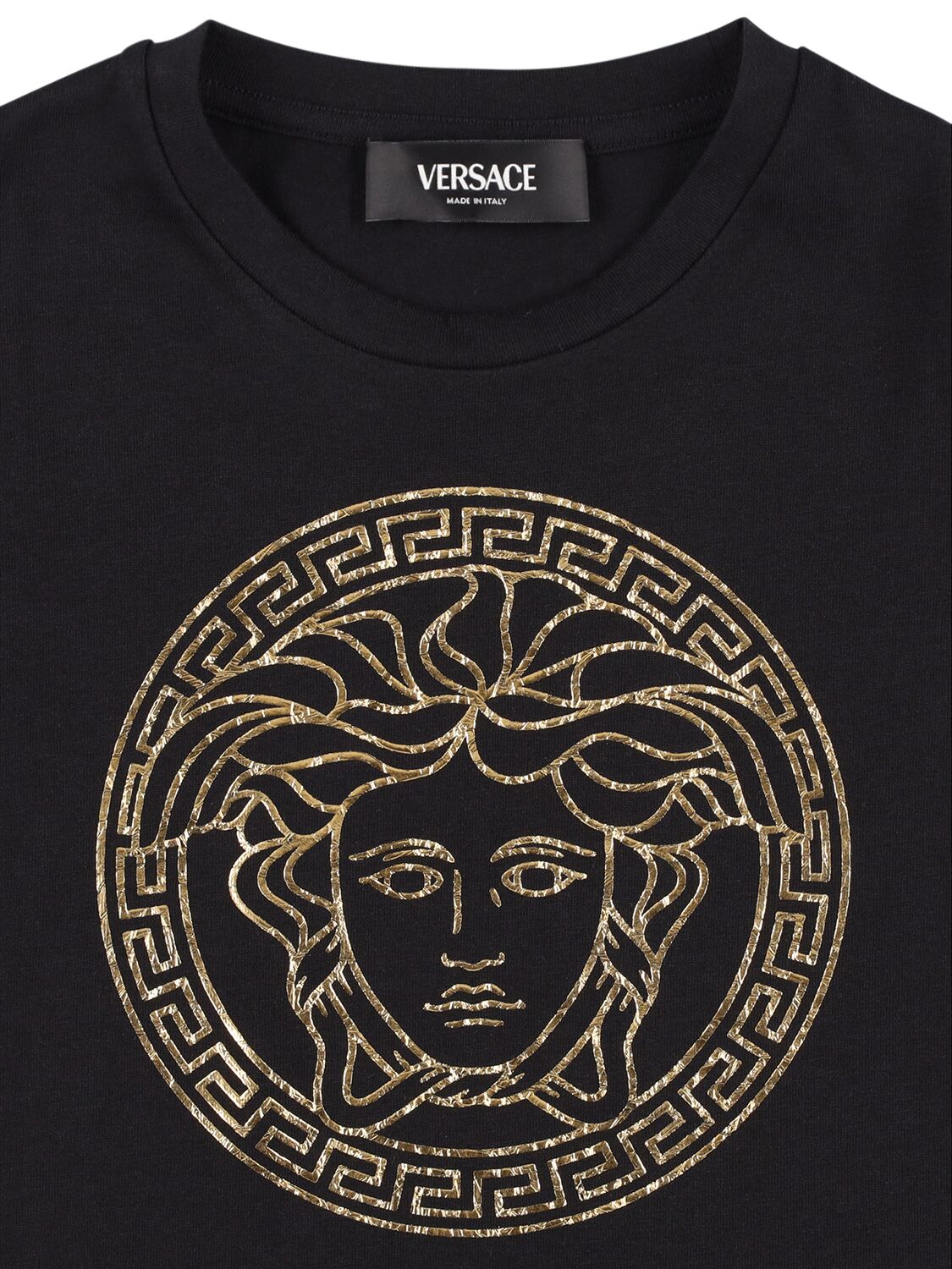 Shop Versace Printed Medusa Cotton Jersey T-shirt In Schwarz,gold