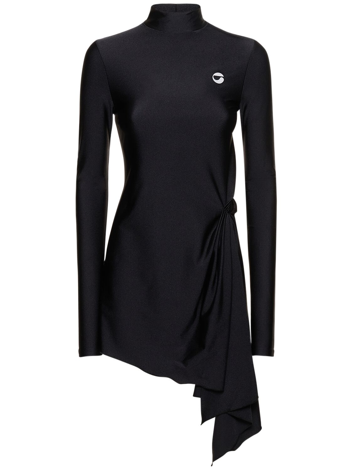 Shop Coperni High Neck Draped Mini Dress In Black