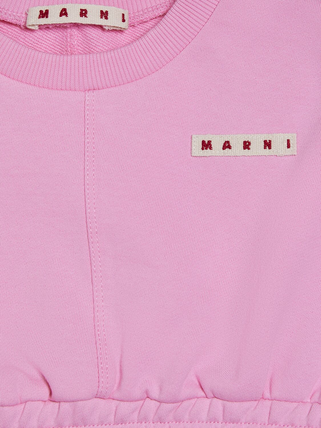 Shop Marni Junior Logo Cotton Crop Sleeveless Sweatshirt In Pink