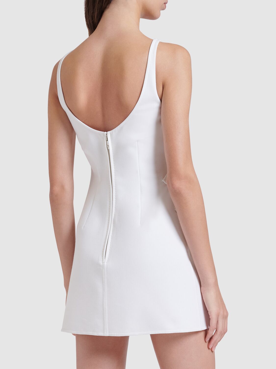 Shop Versace Double Wool Blend Dress In White
