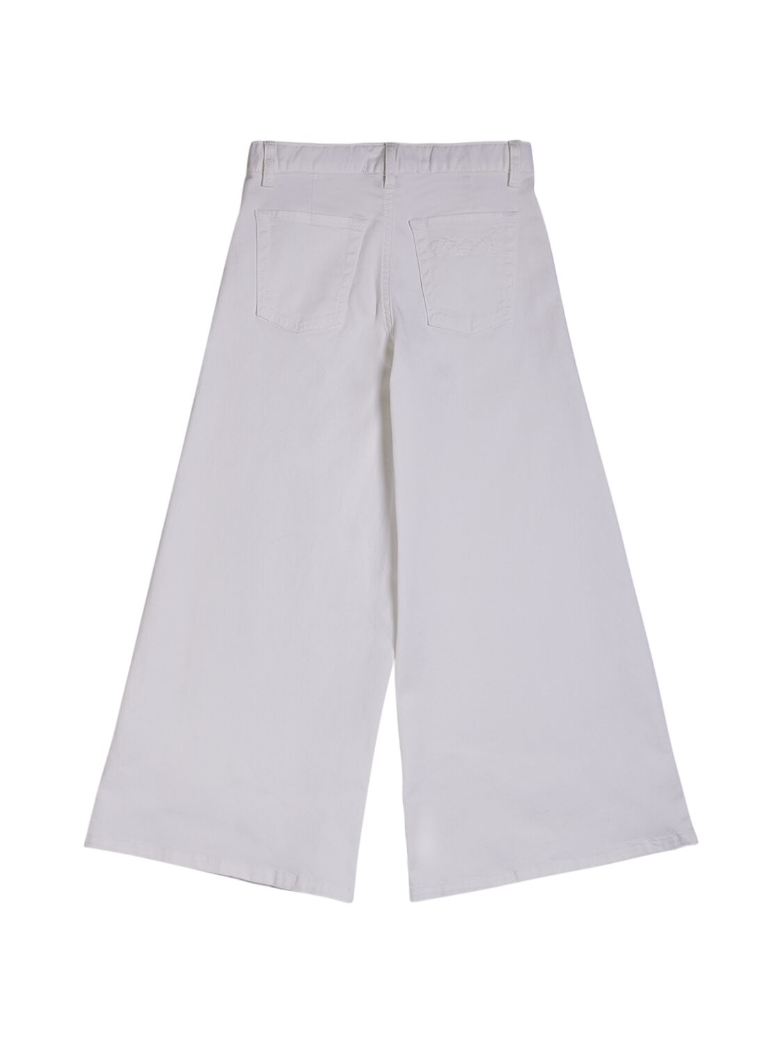Shop Marni Junior Wide Stretch Cotton Blend Pants In White