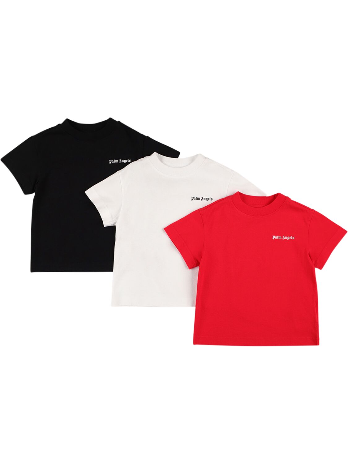 Palm Angels Kids' Pack Of 3 Cotton T-shirts In Schwarz,multi