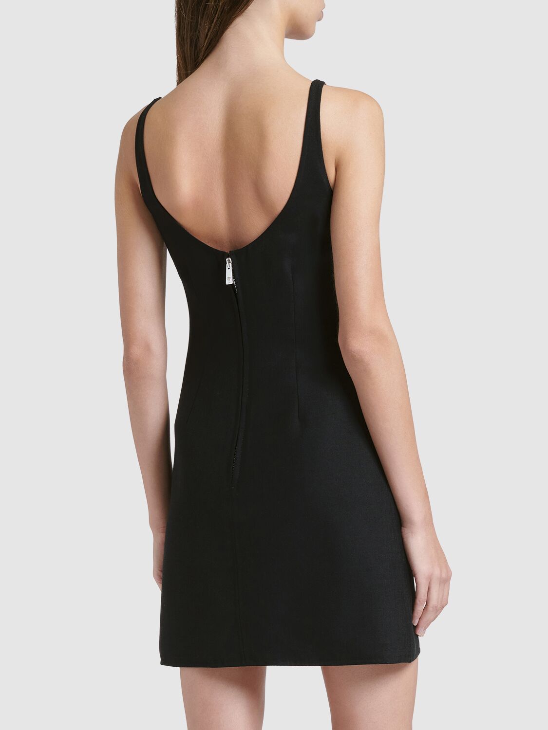 Shop Versace Double Wool Blend Dress In Black