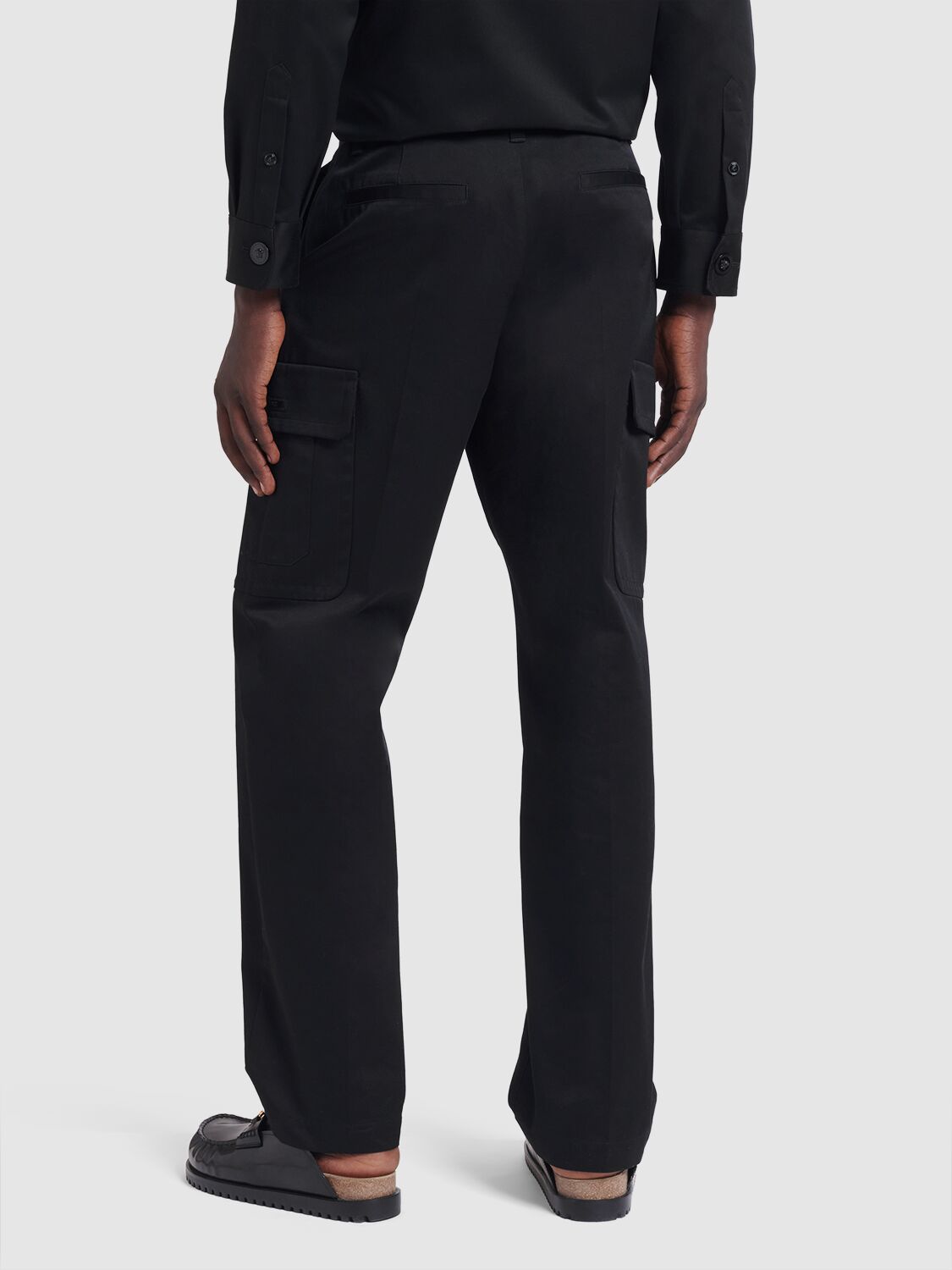 Shop Versace Tailored Wool Twill Formal Pants In Black