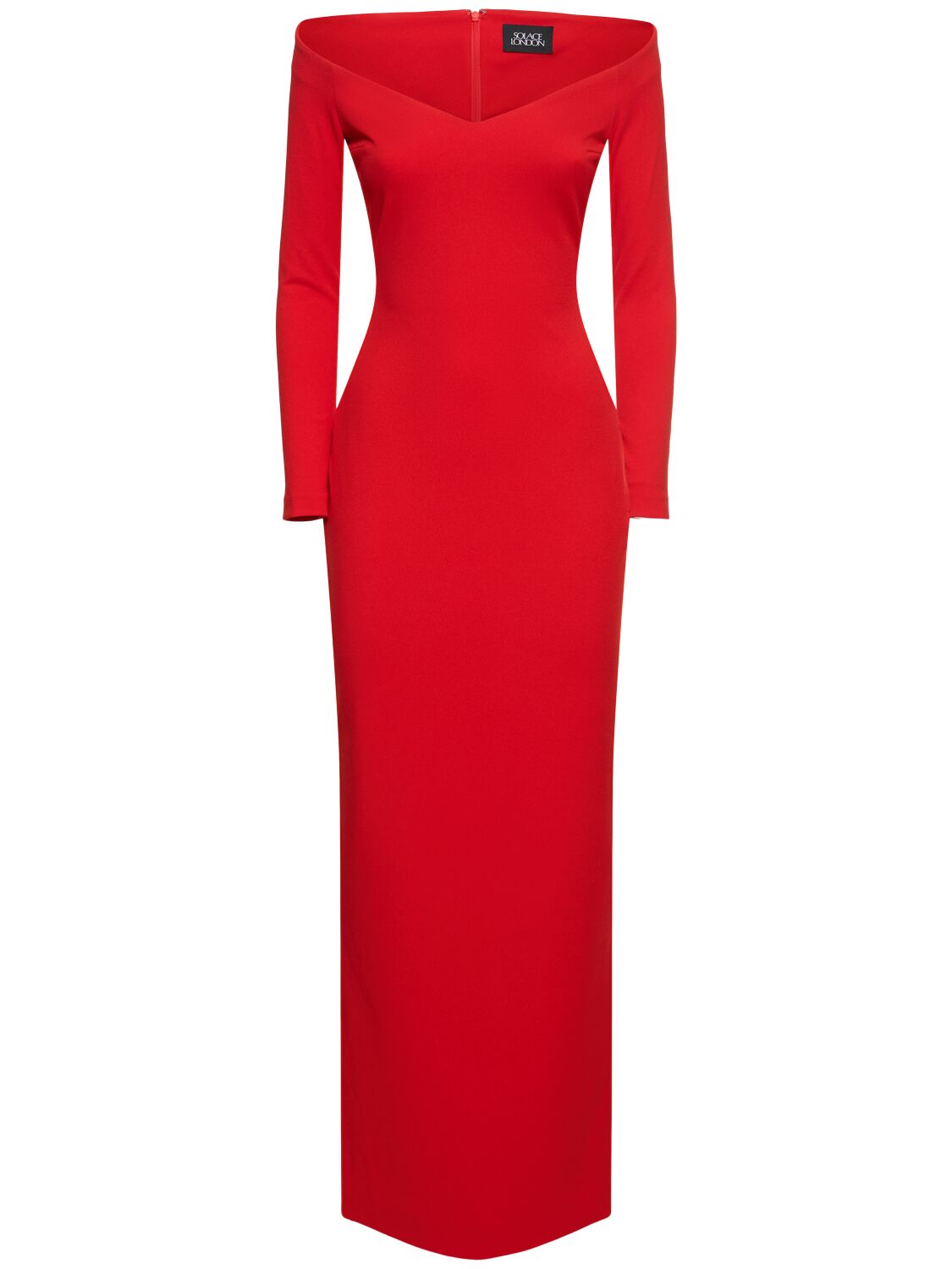 Shop Solace London Tara Off-the-shoulder Crepe Long Dress In 레드
