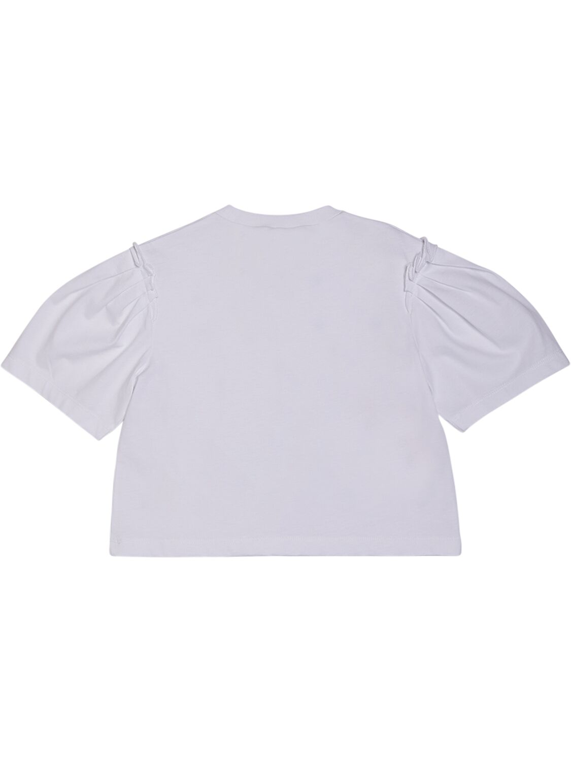 Shop Marni Junior Cotton Jersey Cropped T-shirt W/ Sequins In White