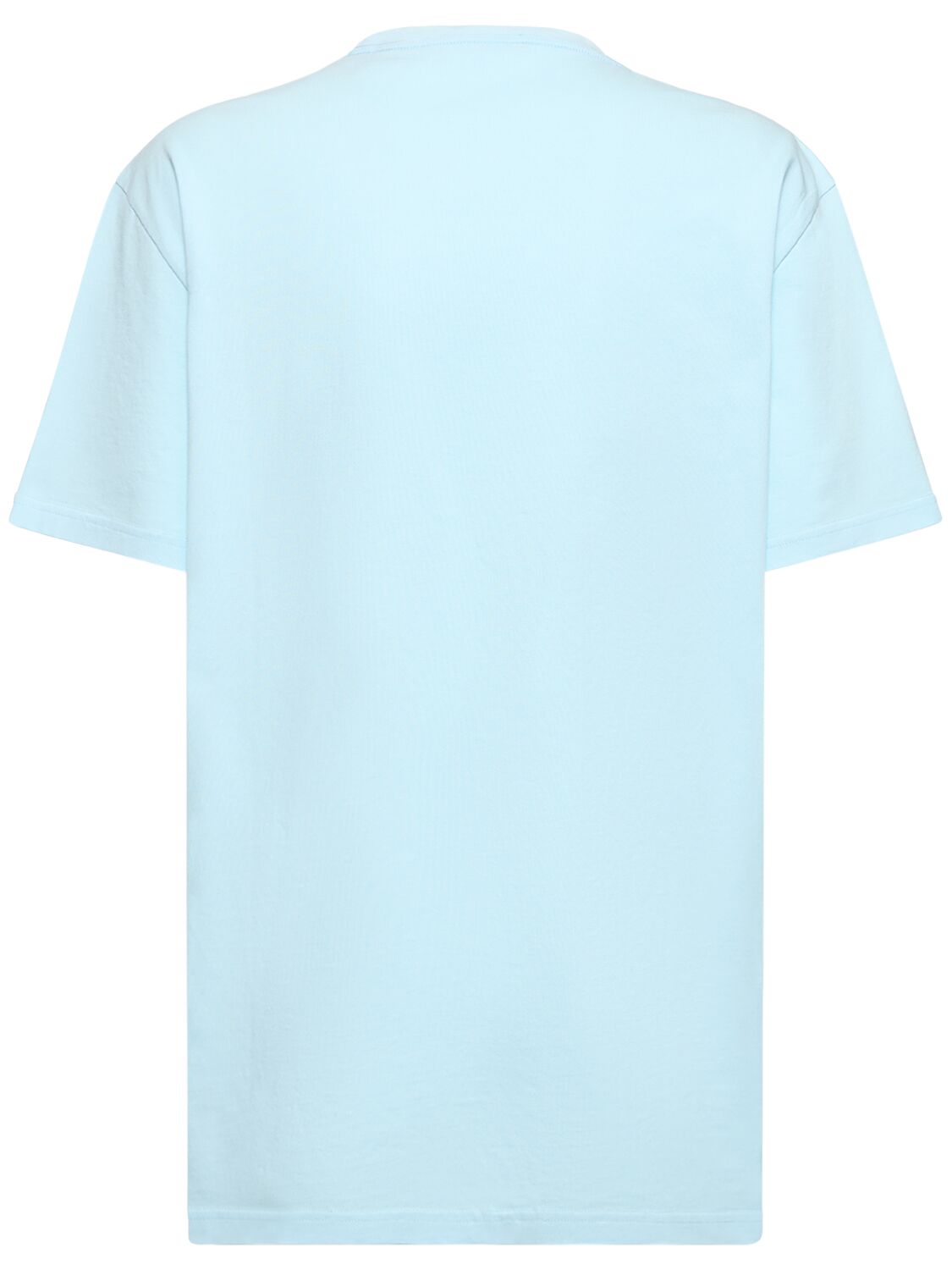 Shop Versace Barocco Logo Cotton Jersey T-shirt In Light Blue