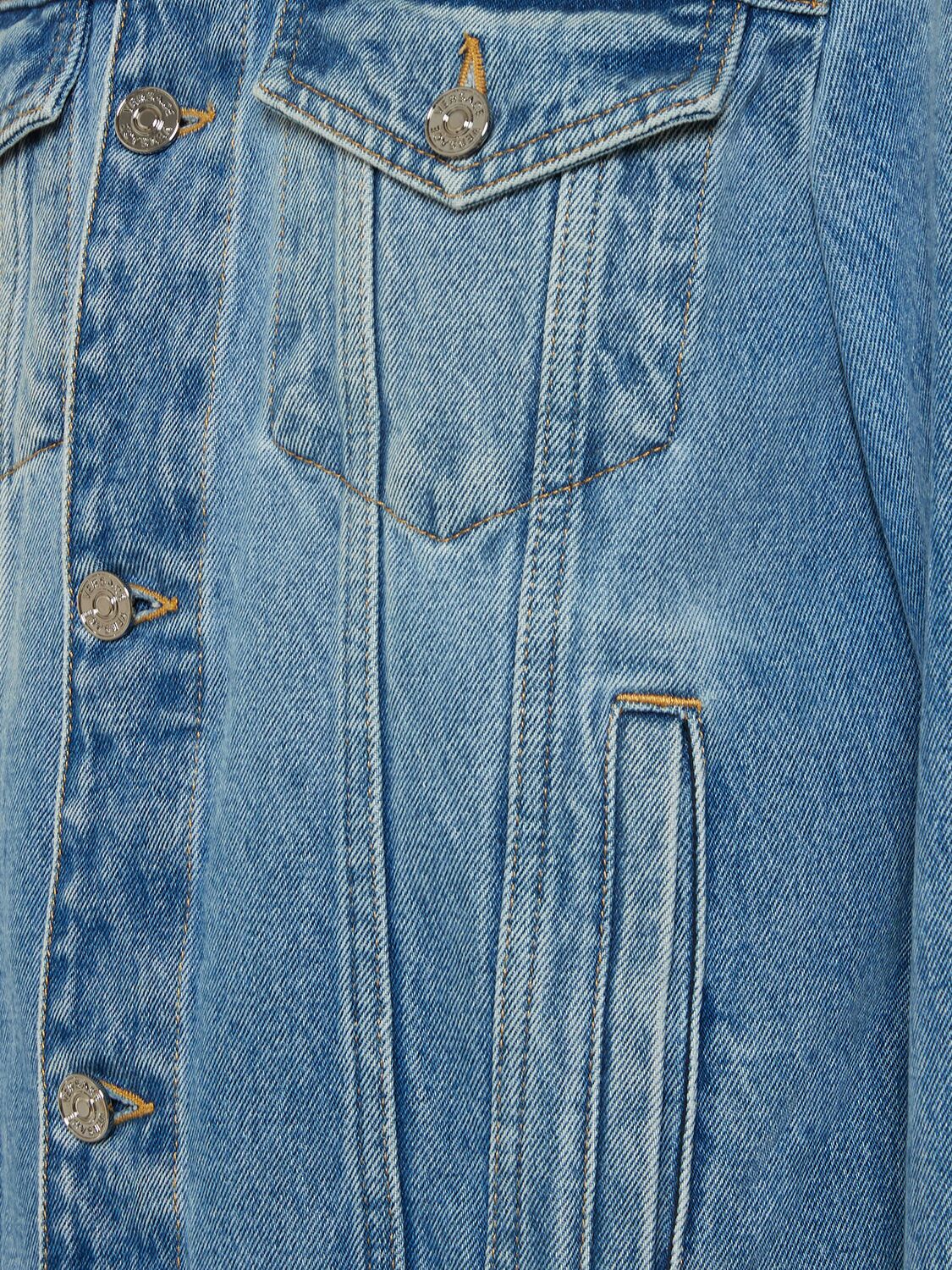 Shop Versace Stonewashed Denim Jacket In Washed Blue