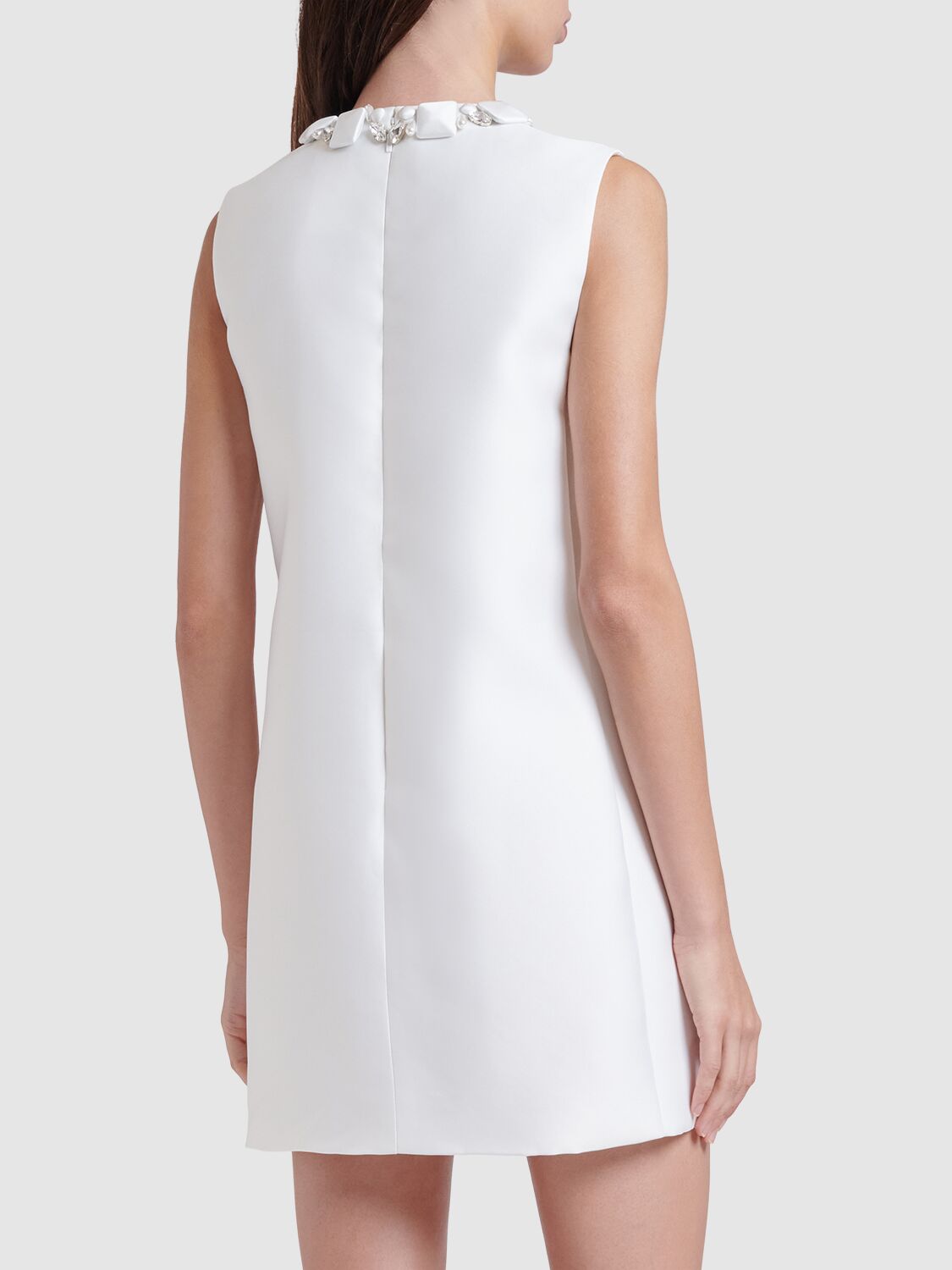 Shop Versace Silk Blend Duchesse Mini Dress In White
