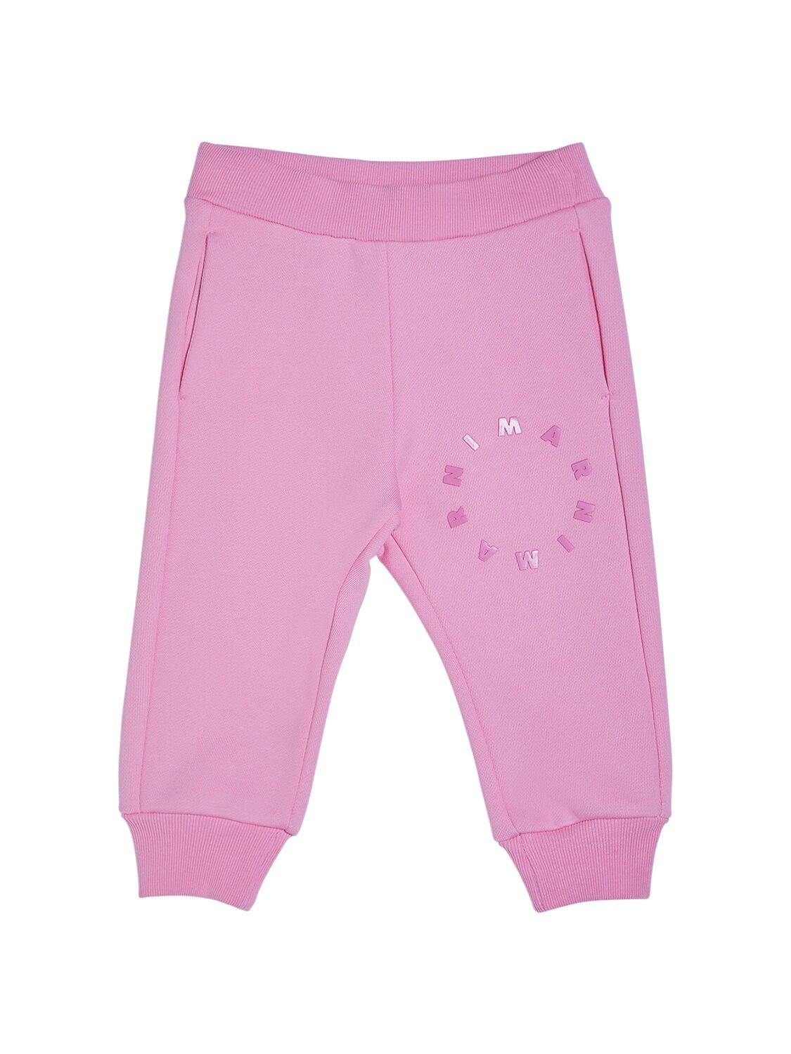 Marni Junior Kids' Circle Logo Cotton Sweat Trousers In Pink