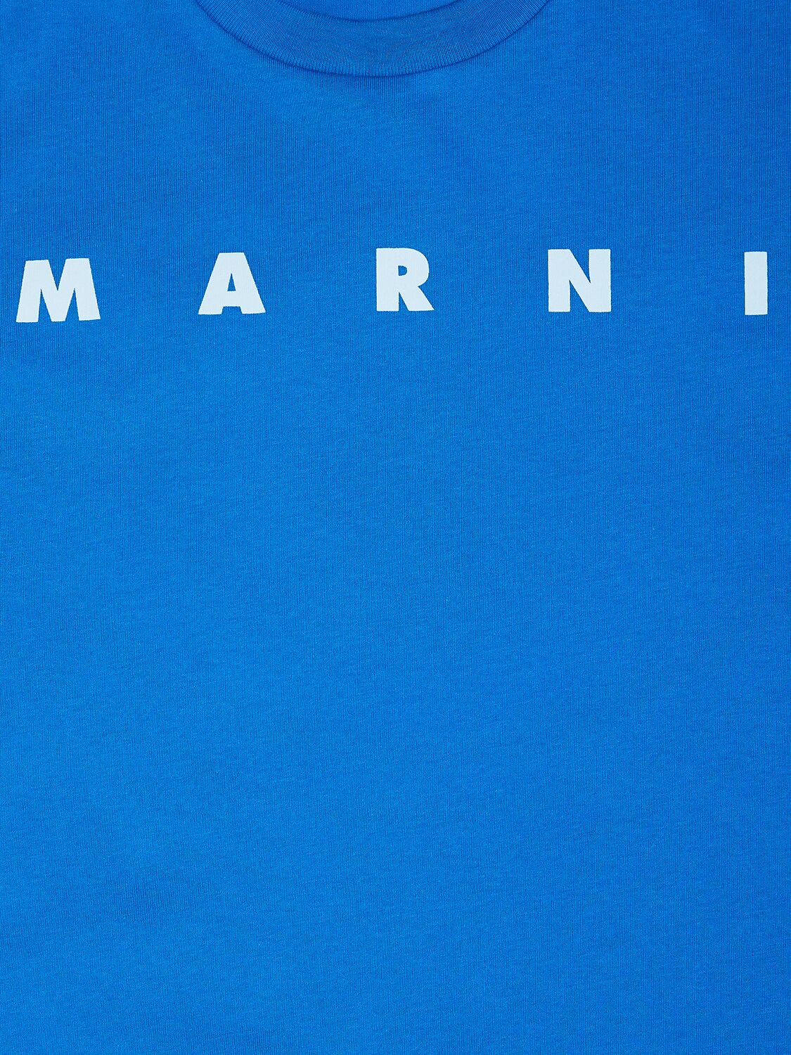 Shop Marni Junior Logo Print Cotton Jersey T-shirt In Blue