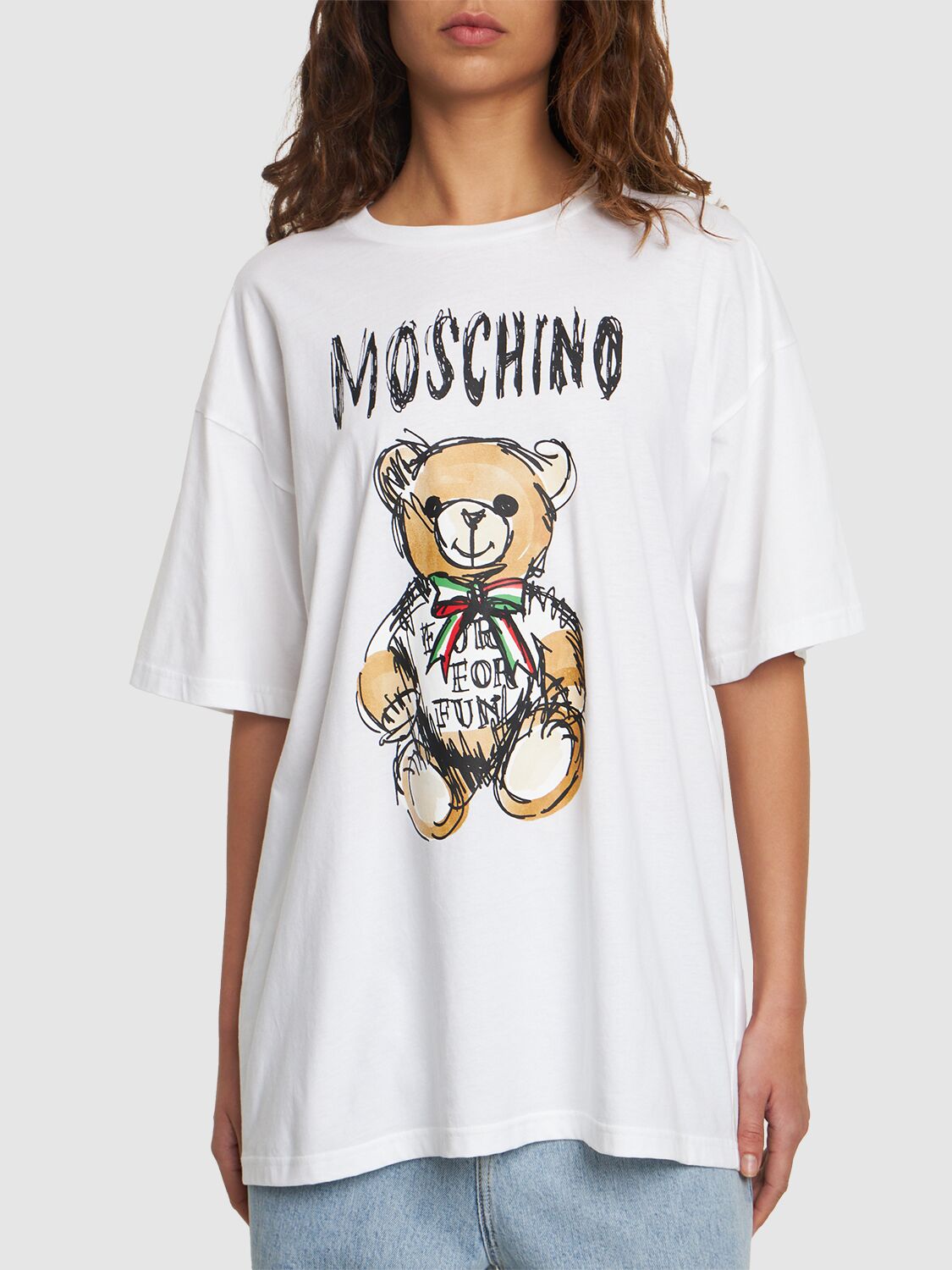 Shop Moschino Cotton Jersey Logo T-shirt In White