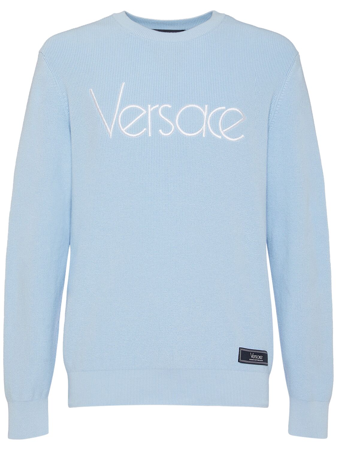 Shop Versace Logo Crewneck Sweater In Pastel