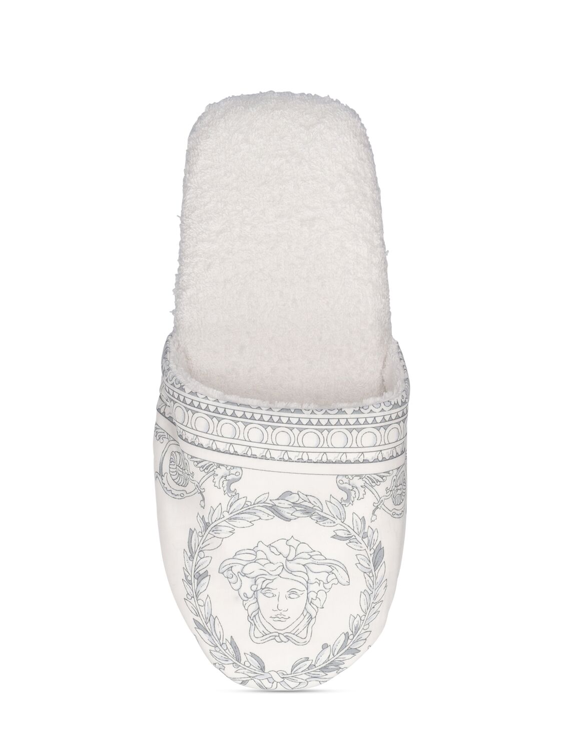 Shop Versace Barocco & Robe Cotton Slippers In White