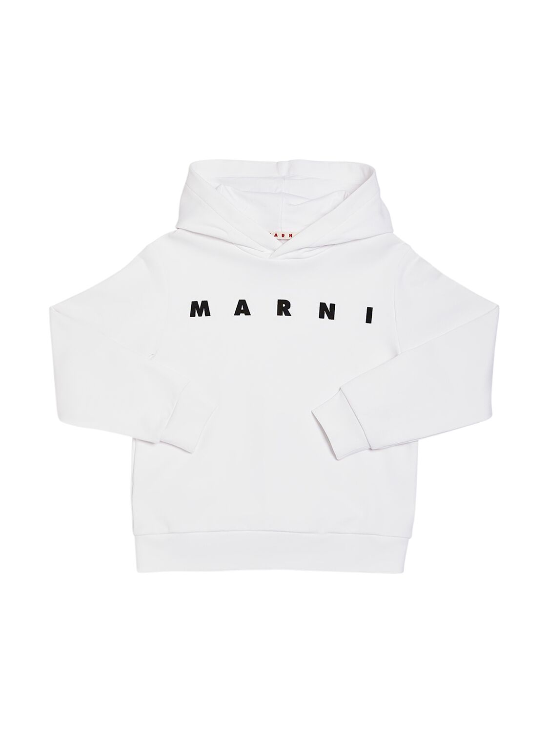Marni Junior Kids' Hooded Cotton Sweatshirt In White