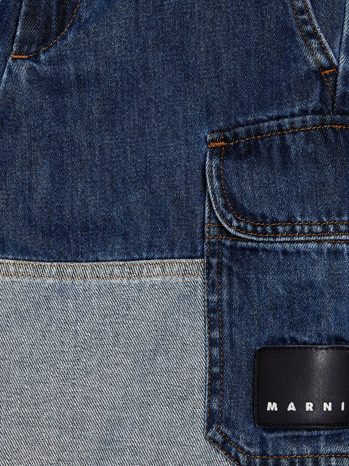 Shop Marni Junior Cotton Denim Shorts