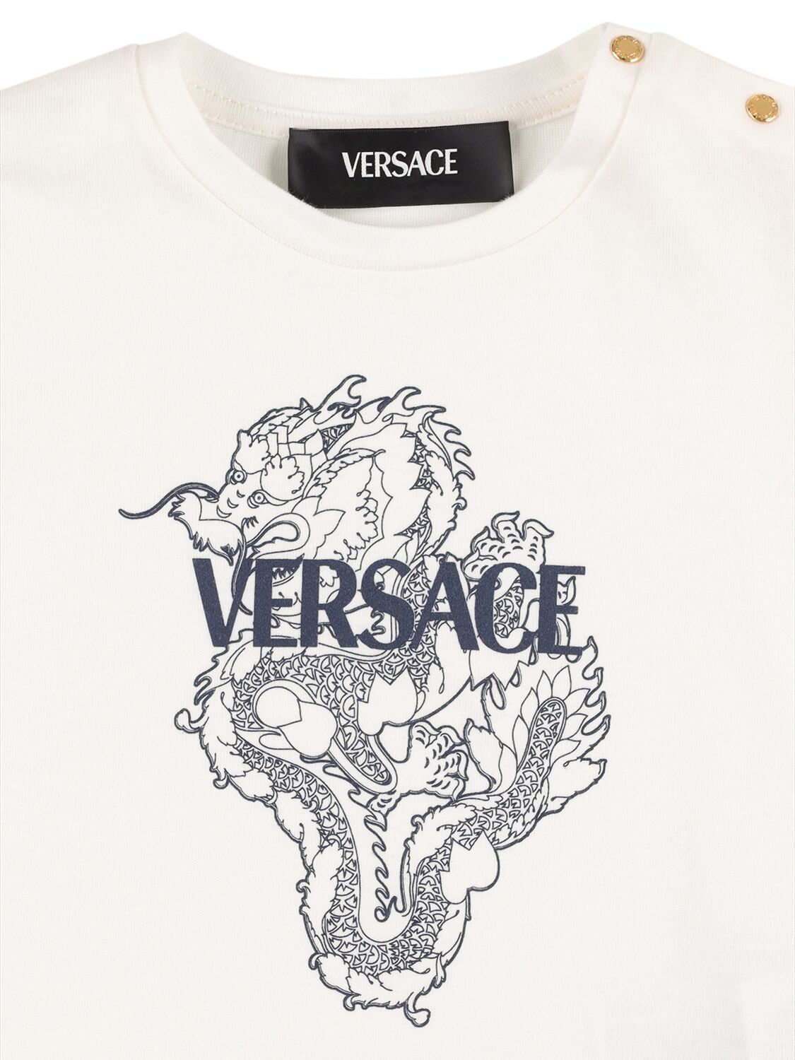 Shop Versace Dragan Printed Cotton Jersey T-shirt In 화이트,블루