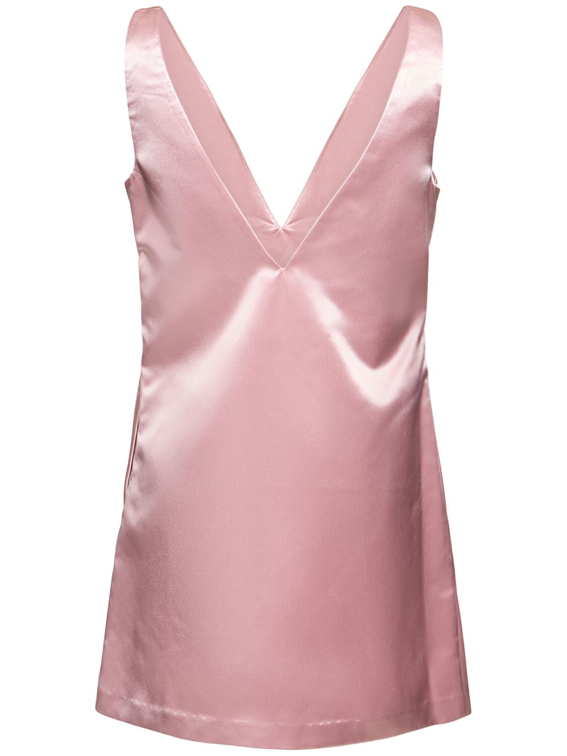 Shop Staud Teagan Tech Satin V-neck Mini Dress In Pink