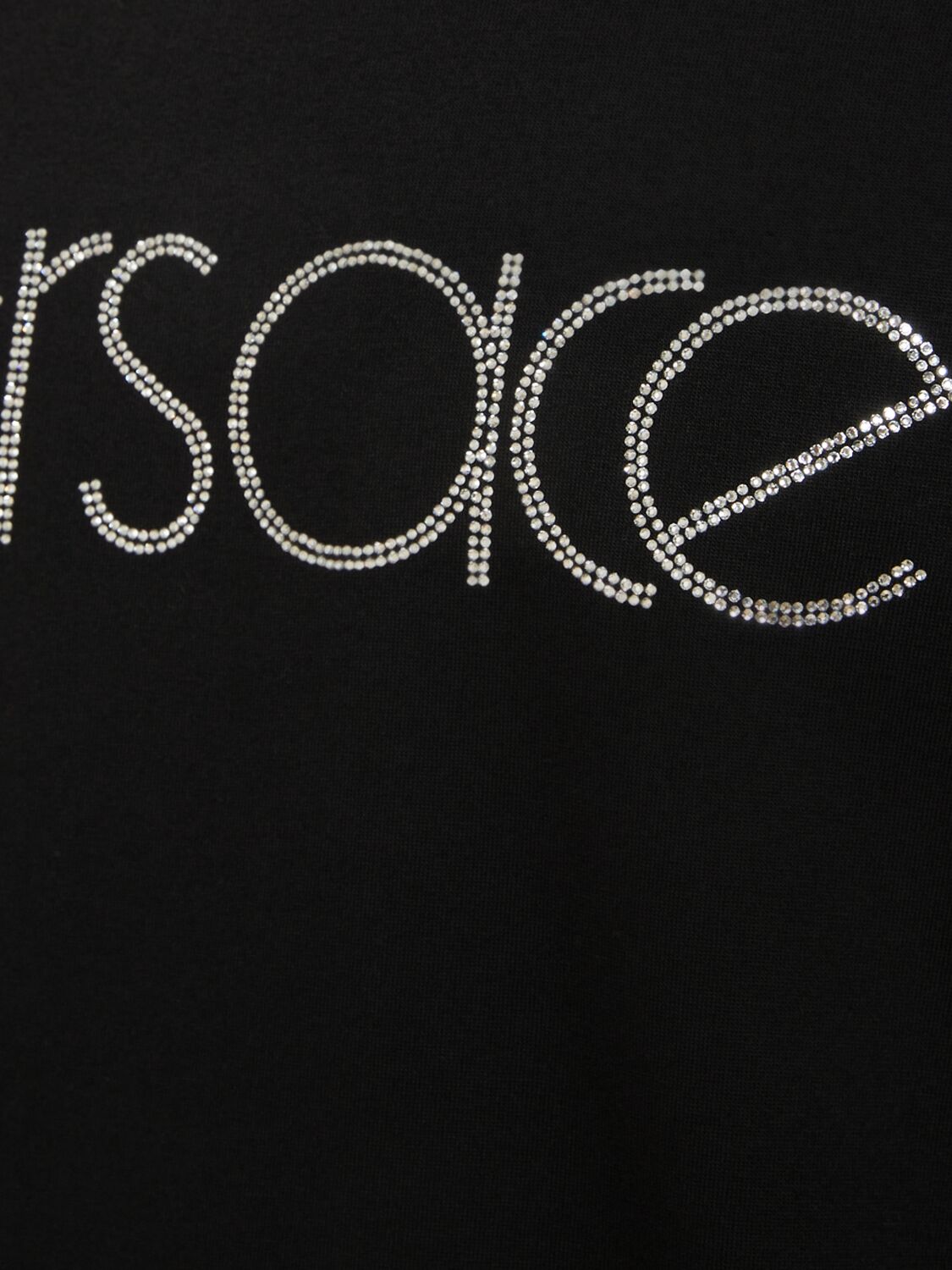 Shop Versace Logo Embroidered T-shirt In Black