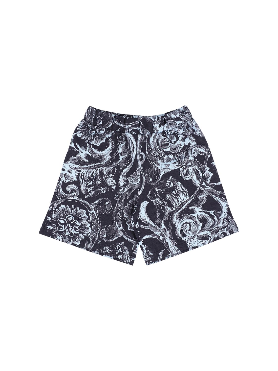 Image of Baroque Print Cotton Fleece Shorts