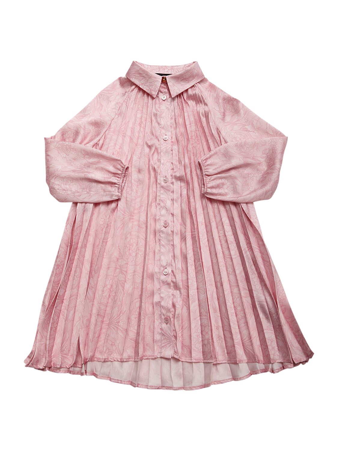 Versace Kids' Barocco Print Twill Dress In Pink
