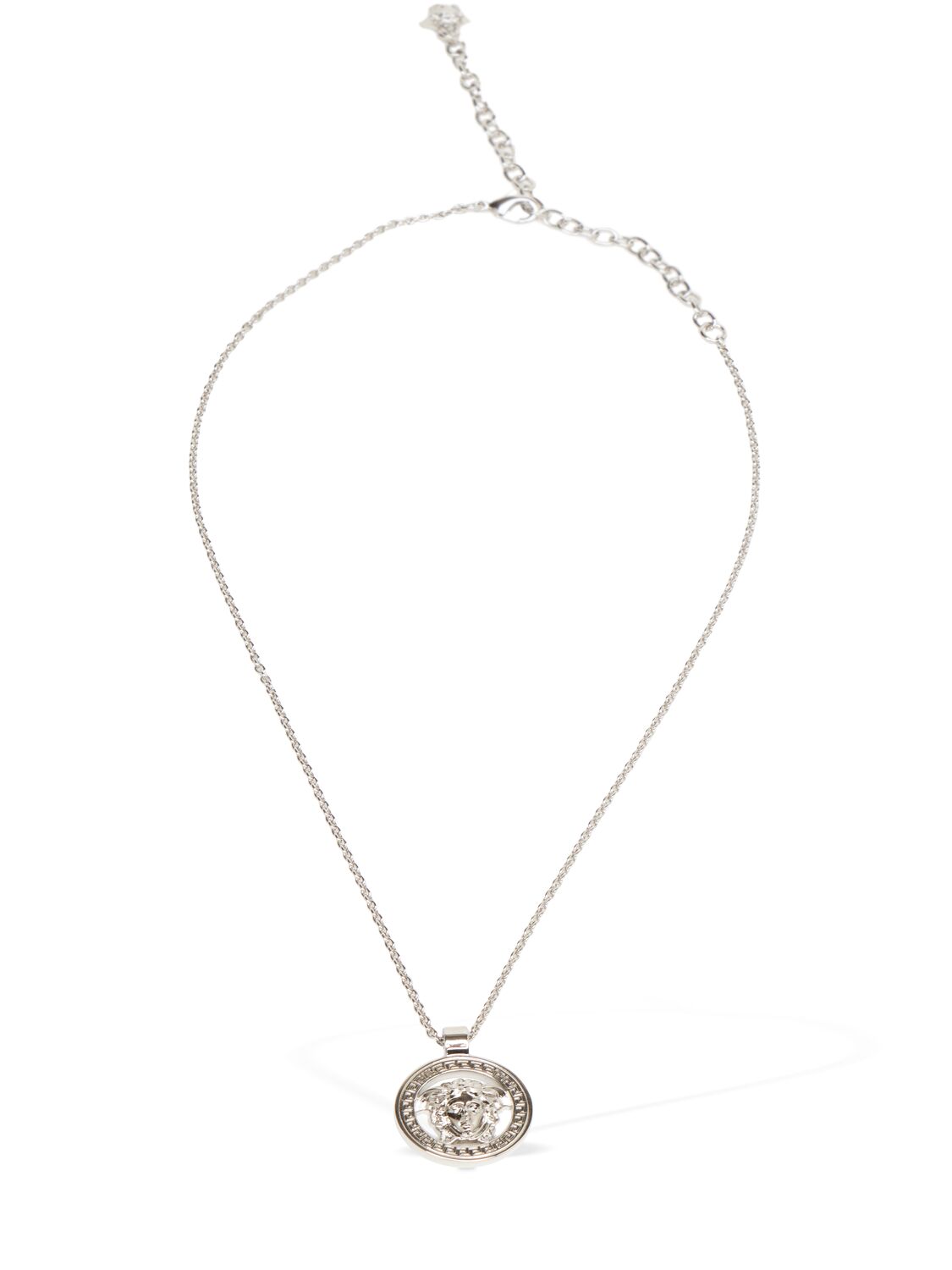 Versace Metal Necklace Logo Charm In 3j030-palladium