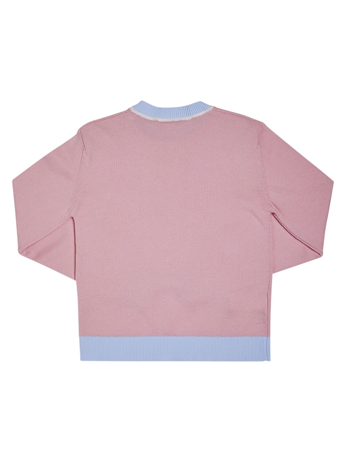 Shop Marni Junior Contrasting Color Cotton Knit Sweater In Pink