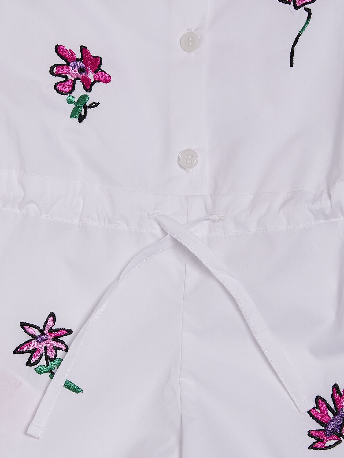 Shop Marni Junior Cotton Poplin Jumpsuit W/ Ruffles In White