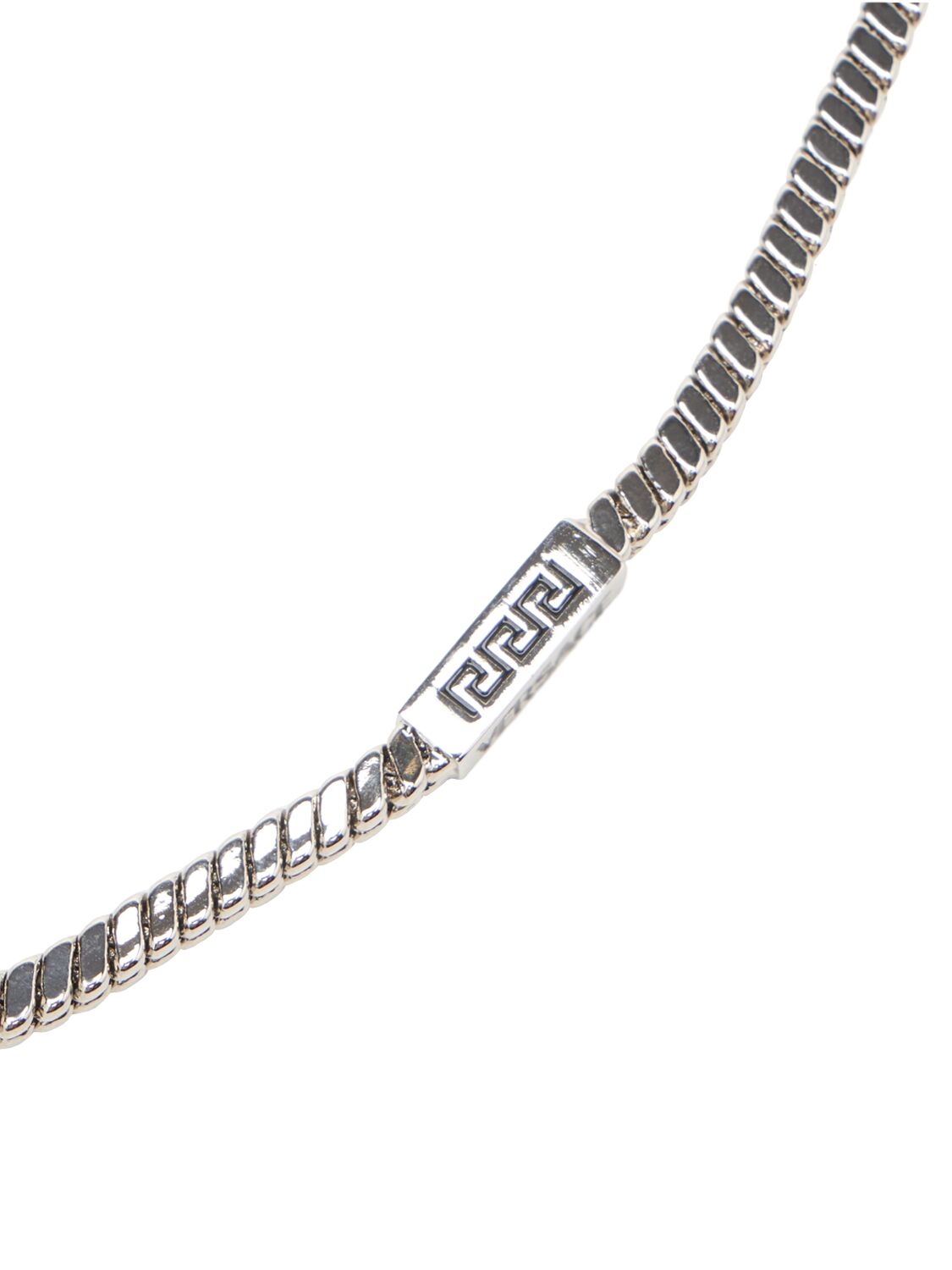 Shop Versace Metal Plaque Necklace In 3j030-palladium