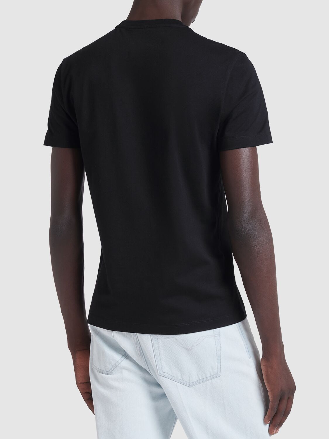 Shop Versace Logo Embroidered T-shirt In Black