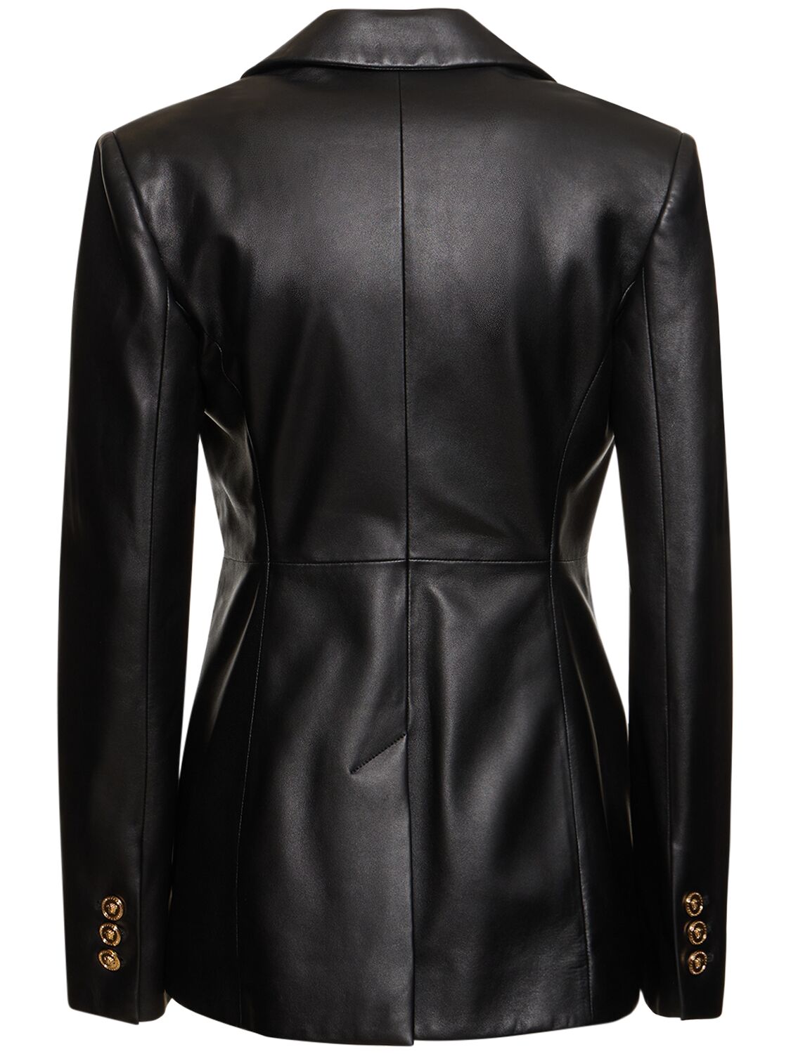 Shop Versace Single Breast Nappa Leather Jacket In Black