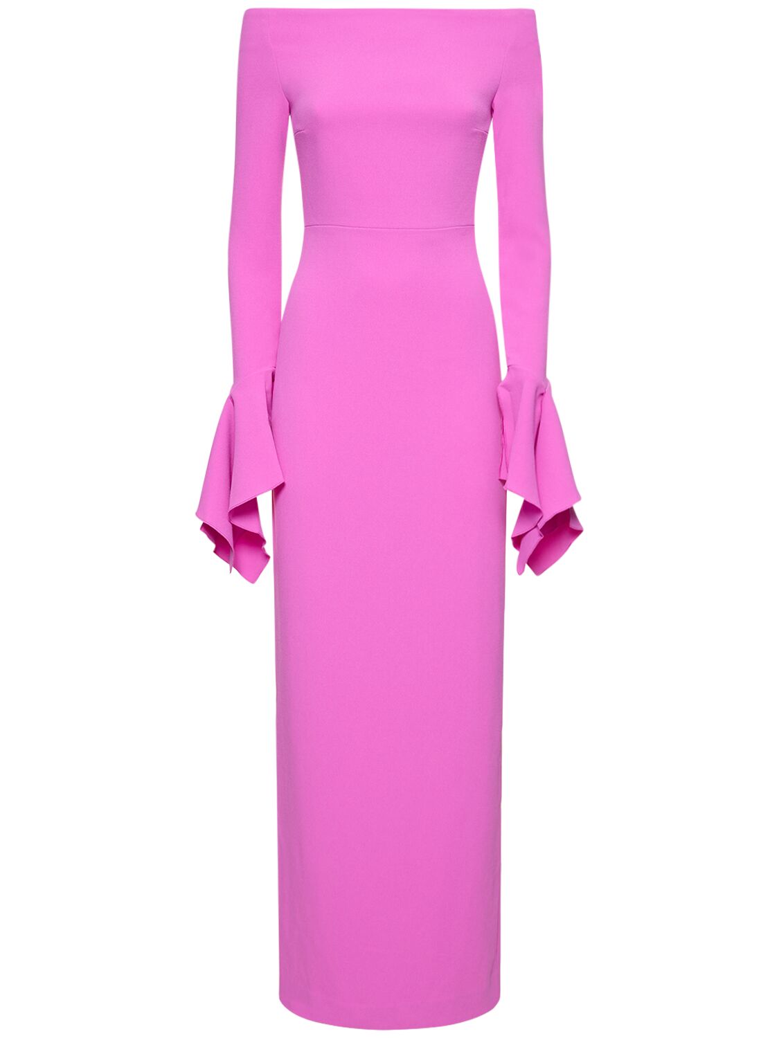 Solace London Amalie Off-the-shoulder Crepe Long Dress In Pink