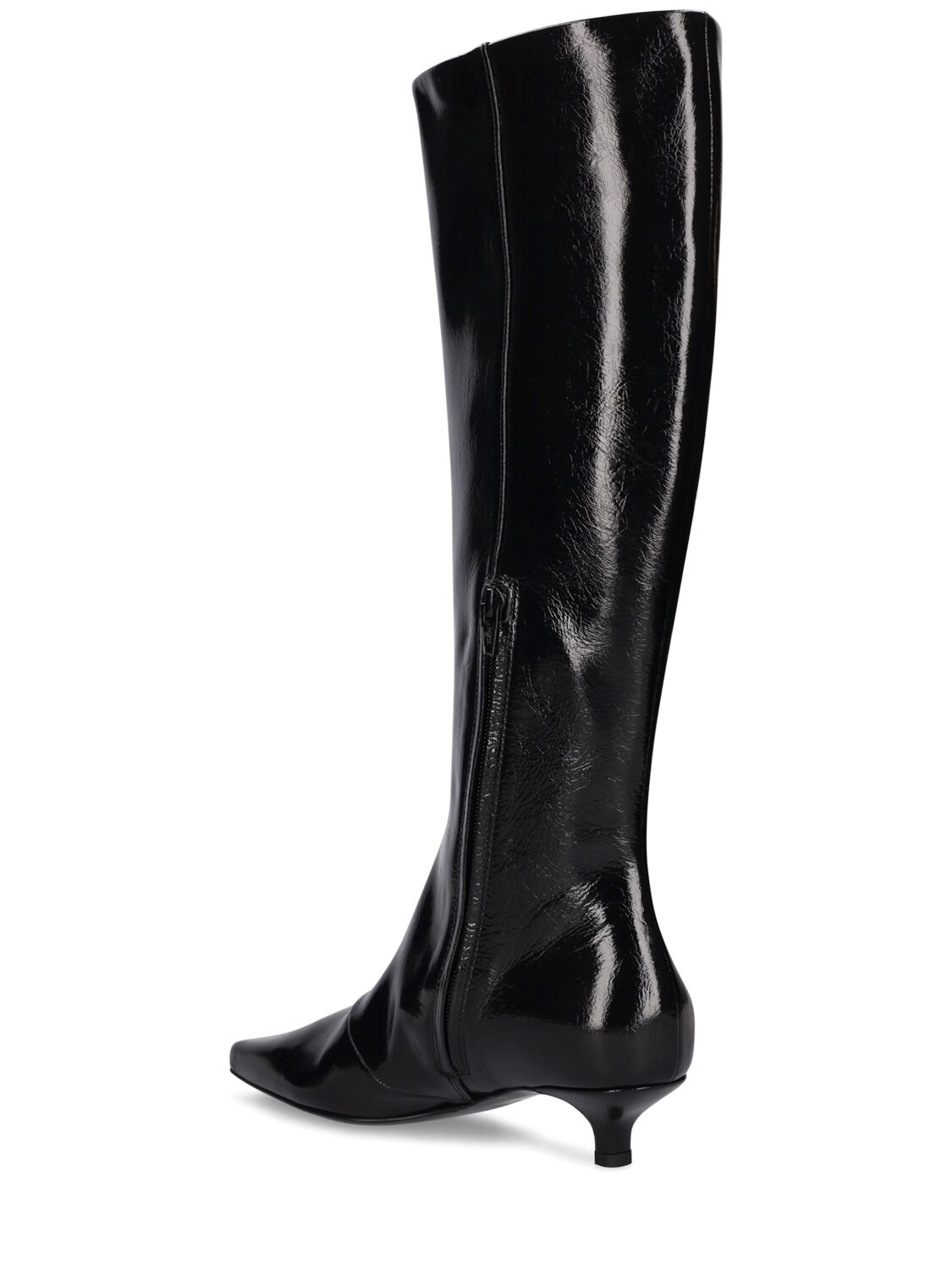 Shop Totême 35mm The Slim Leather Tall Boots In Schwarz