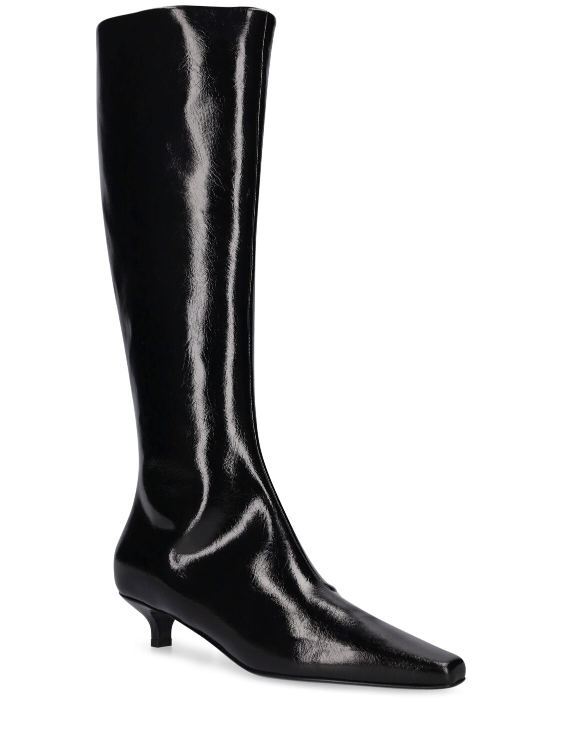 Shop Totême 35mm The Slim Leather Tall Boots In Schwarz