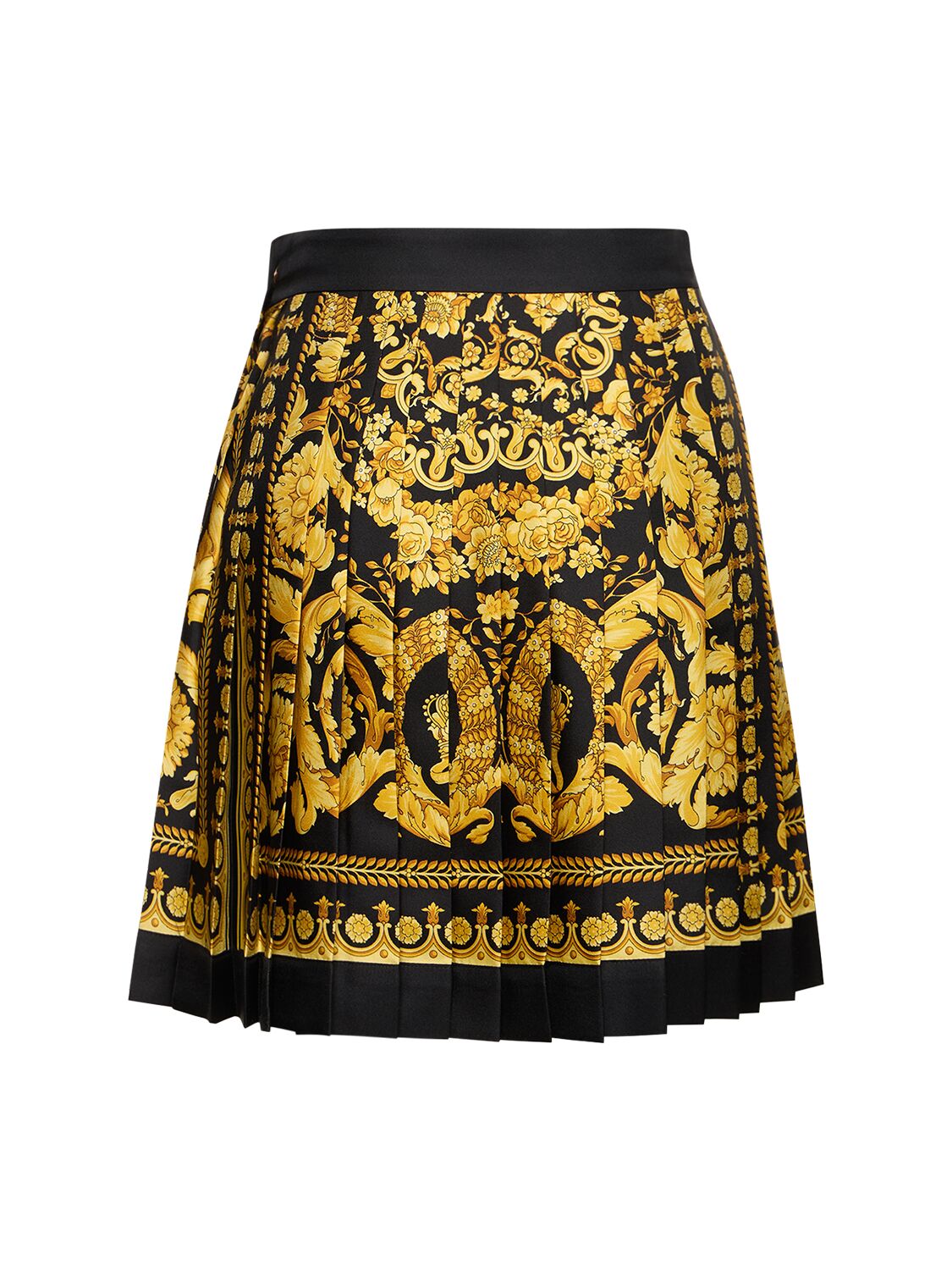 Shop Versace Baroque Printed Silk Twill Skirt In Black,gold