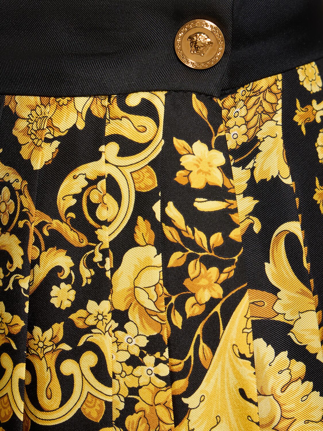 Shop Versace Baroque Printed Silk Twill Skirt In Black,gold