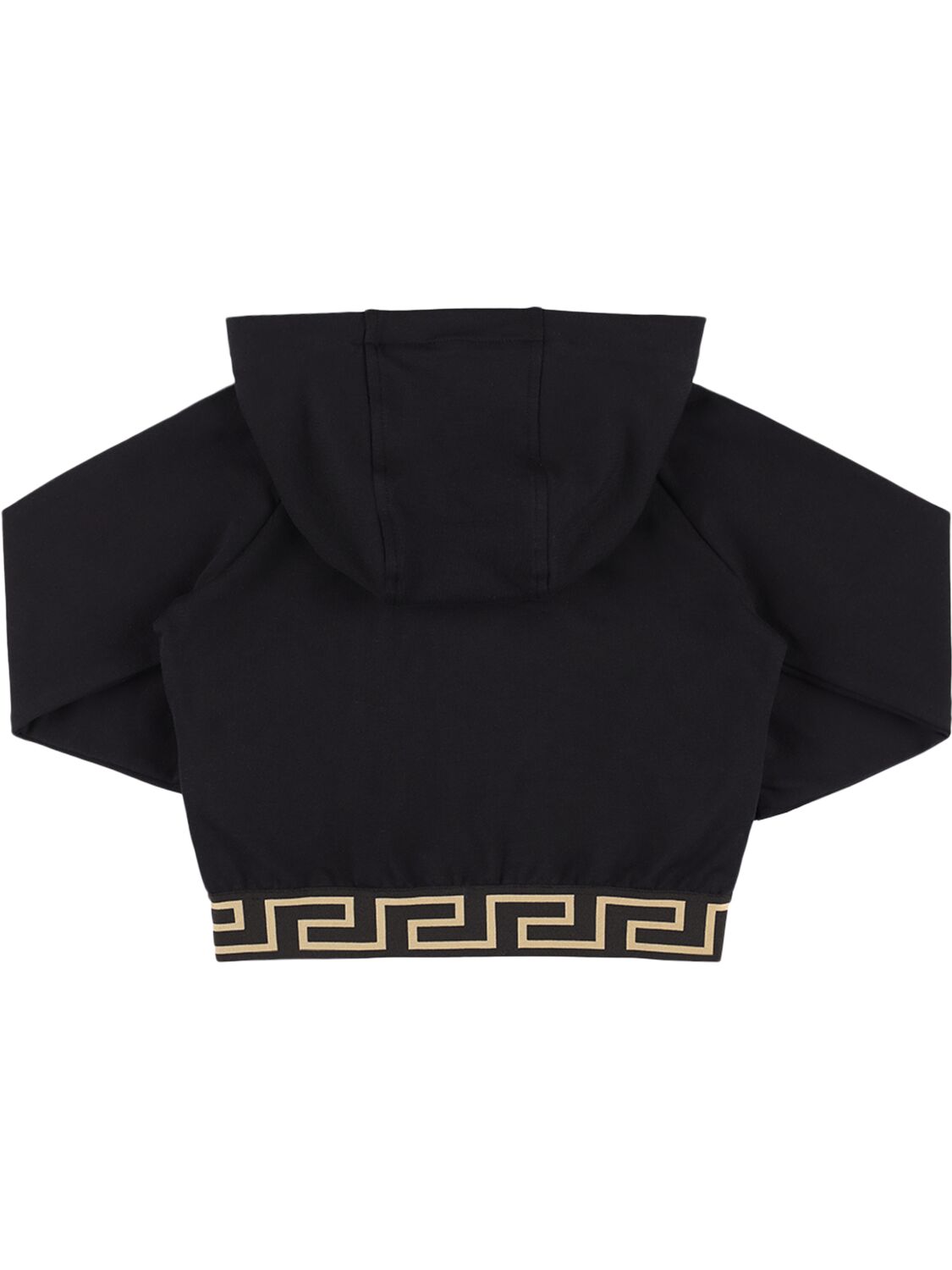 Shop Versace Cotton Zip Hoodie In Black,gold
