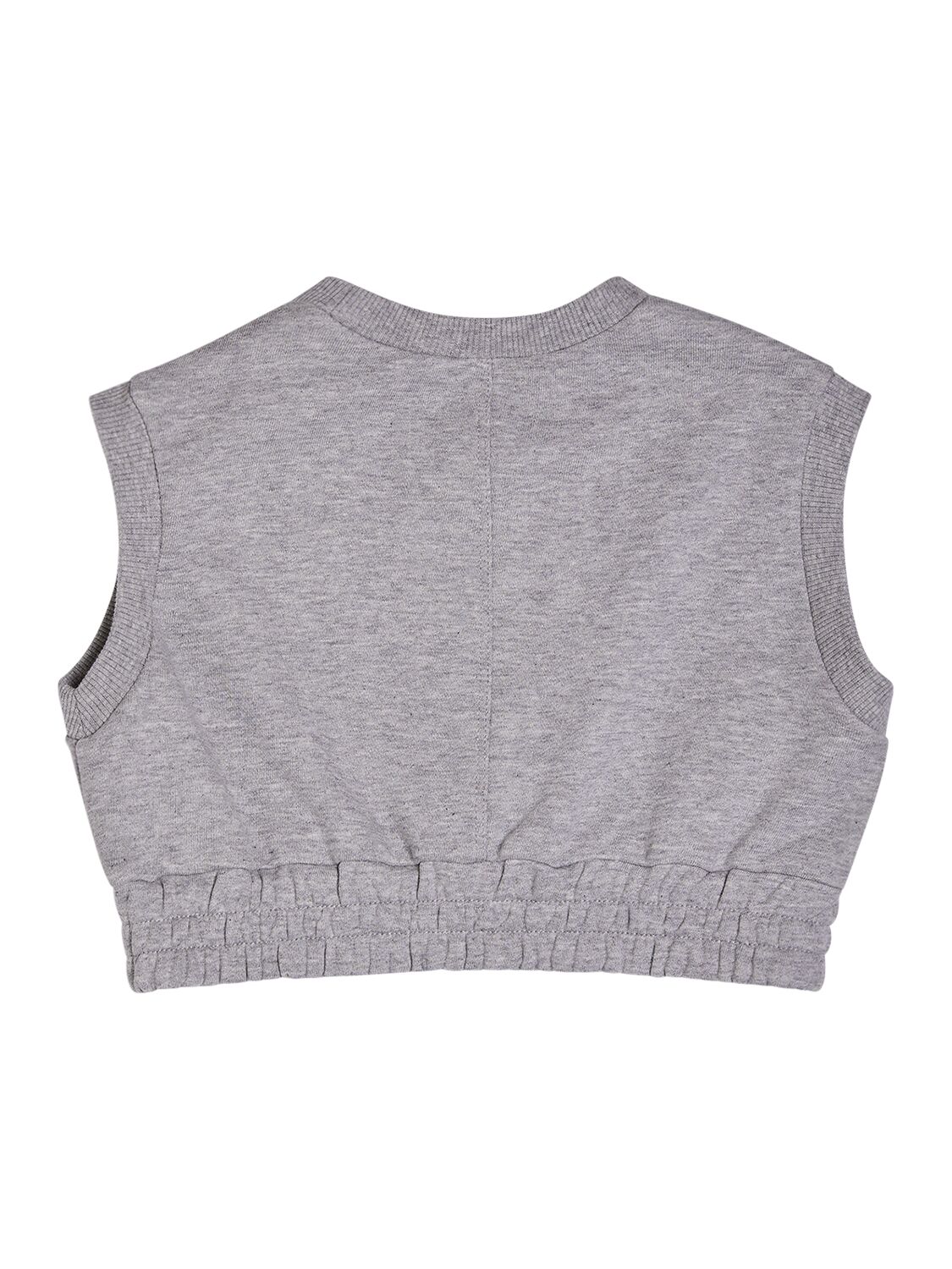 Shop Marni Junior Logo Cotton Crop Sleeveless Sweatshirt In Grey