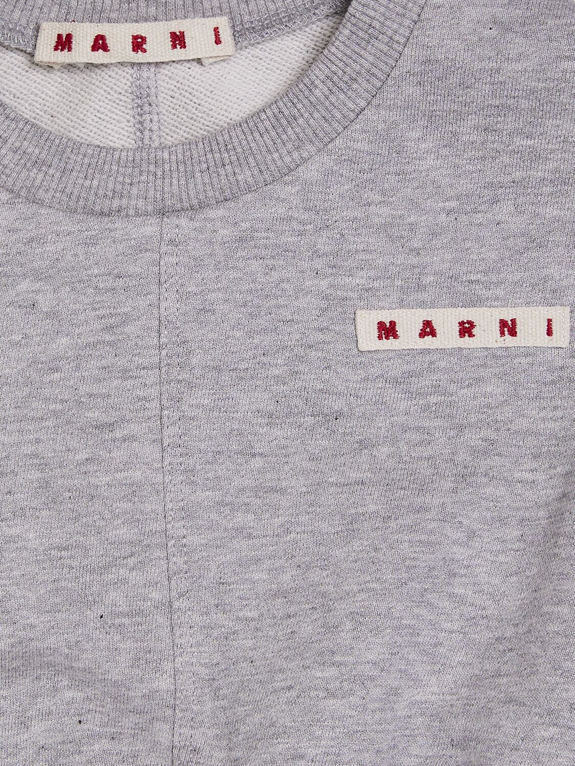 Shop Marni Junior Logo Cotton Crop Sleeveless Sweatshirt In Grey