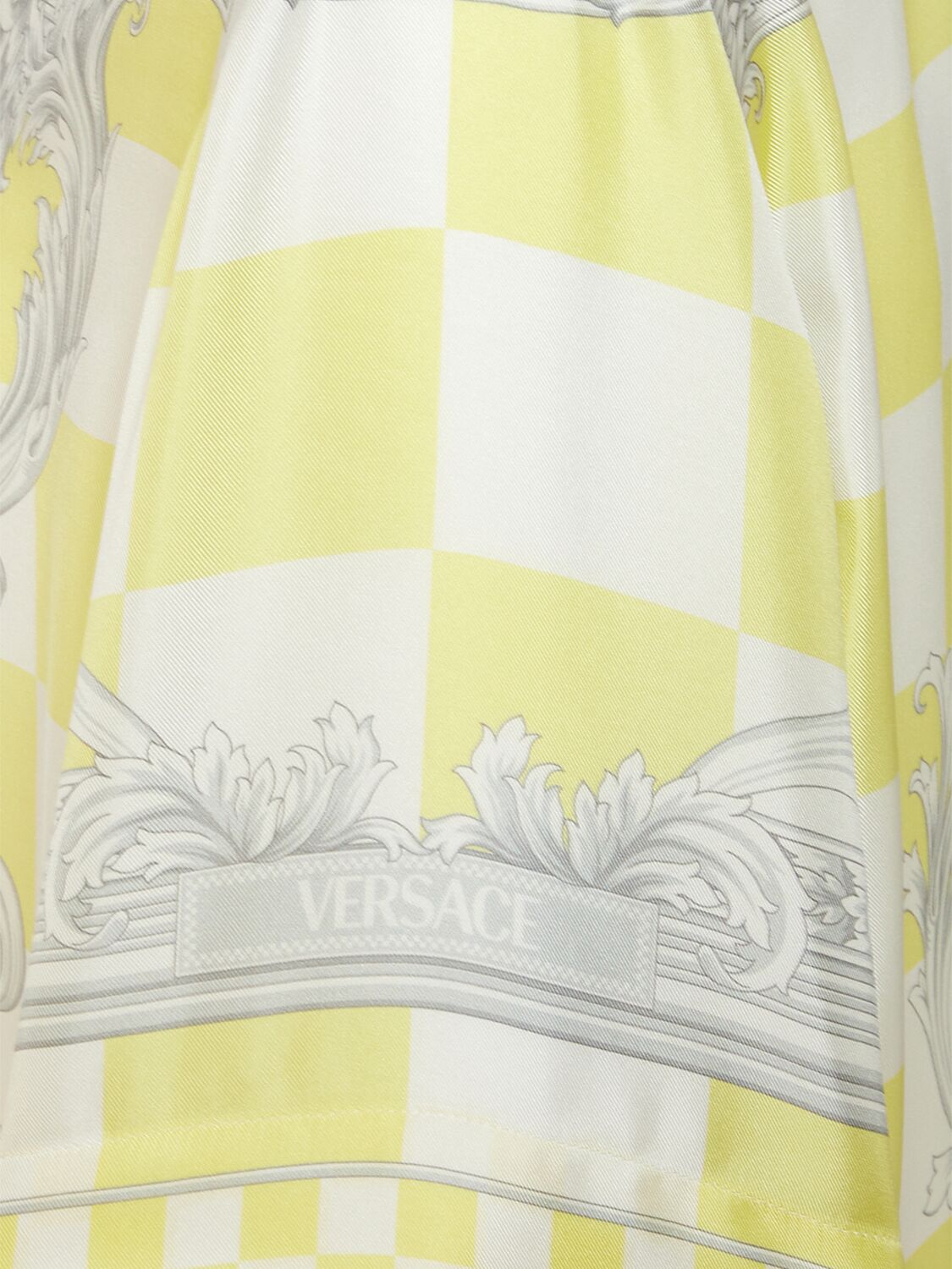 Shop Versace Medusa Printed Silk Short Sleeve Shirt In Light Yellow