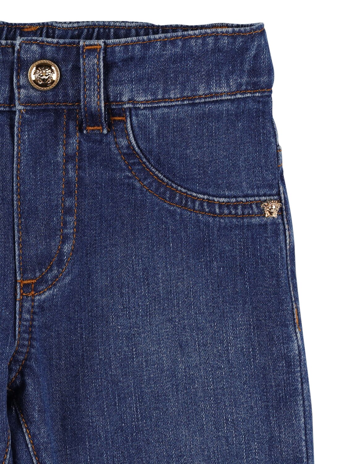 Shop Versace Cotton Denim Jeans In Blue