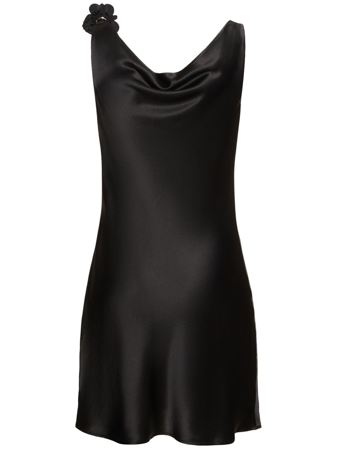 Shop Staud Delilah Rose Satin Mini Dress In Black