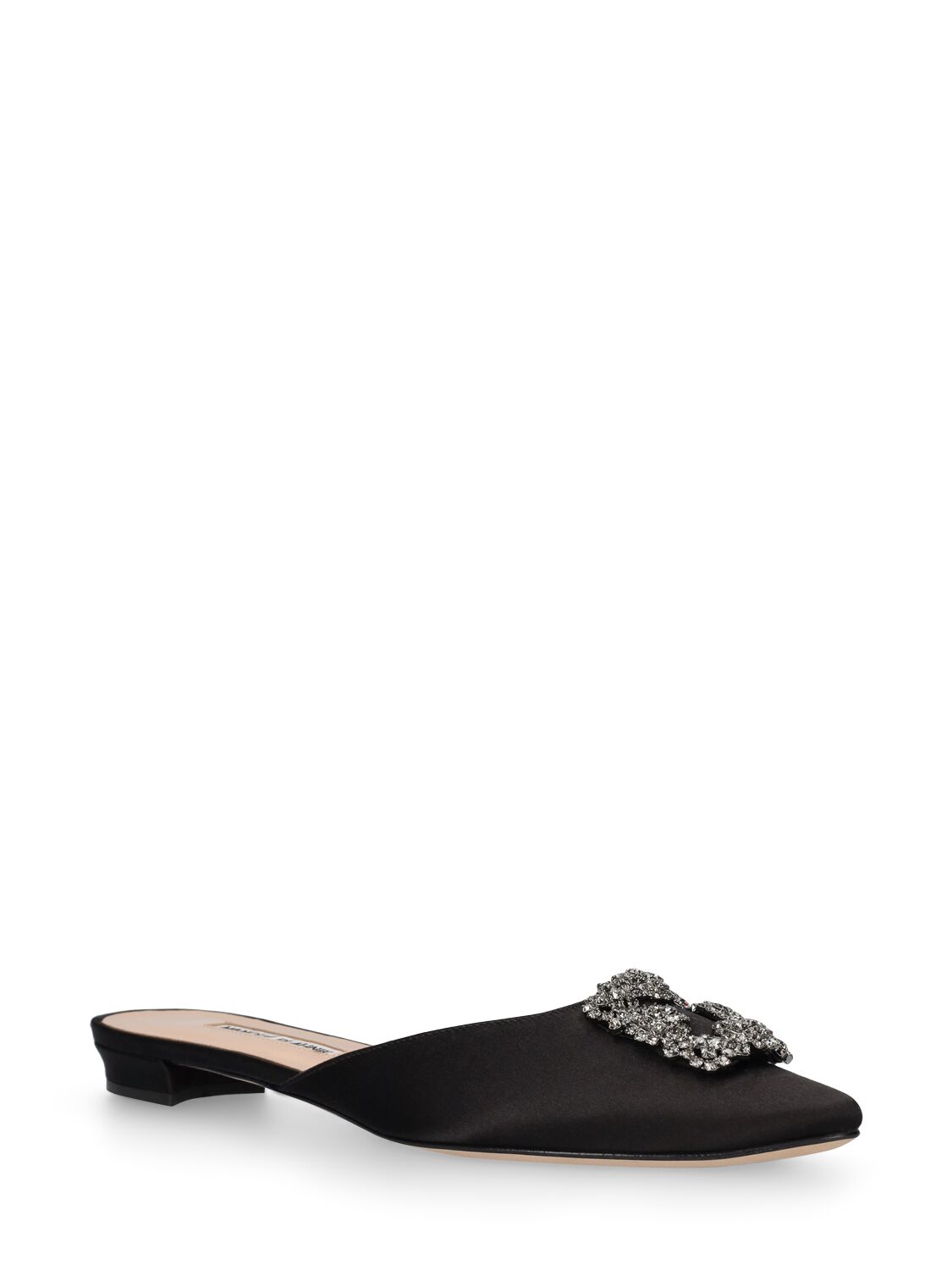 Shop Manolo Blahnik Hangisi Satin Mules In 블랙