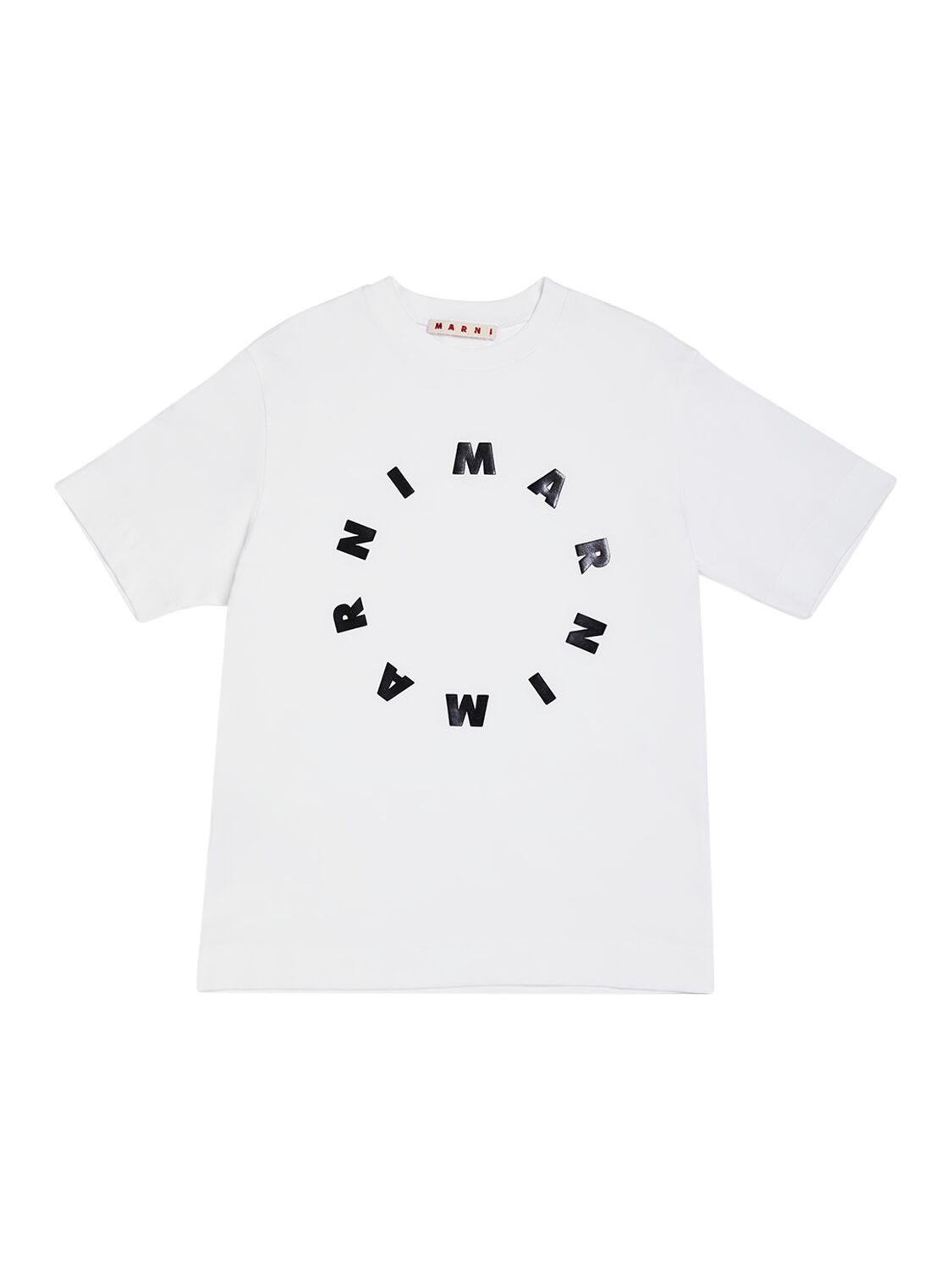 Marni Junior Kids' Round Logo Print Cotton Jersey T-shirt In White