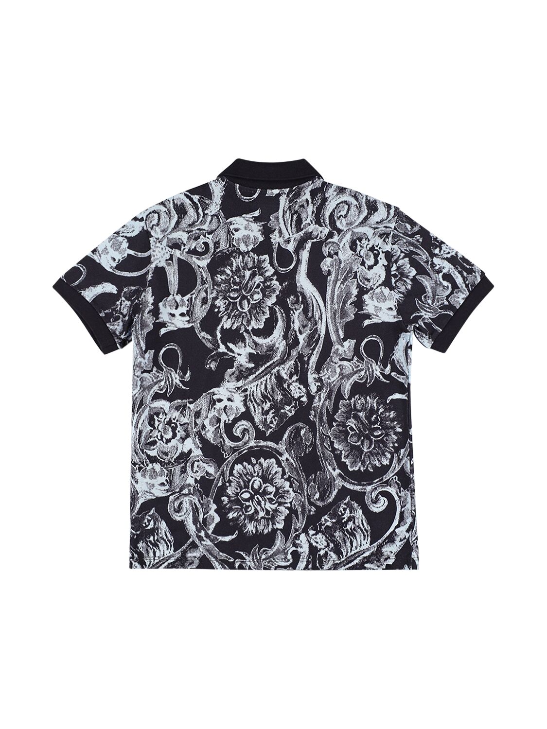 Shop Versace Baroque Print Cotton Piquet Polo Shirt In Dunkelblau