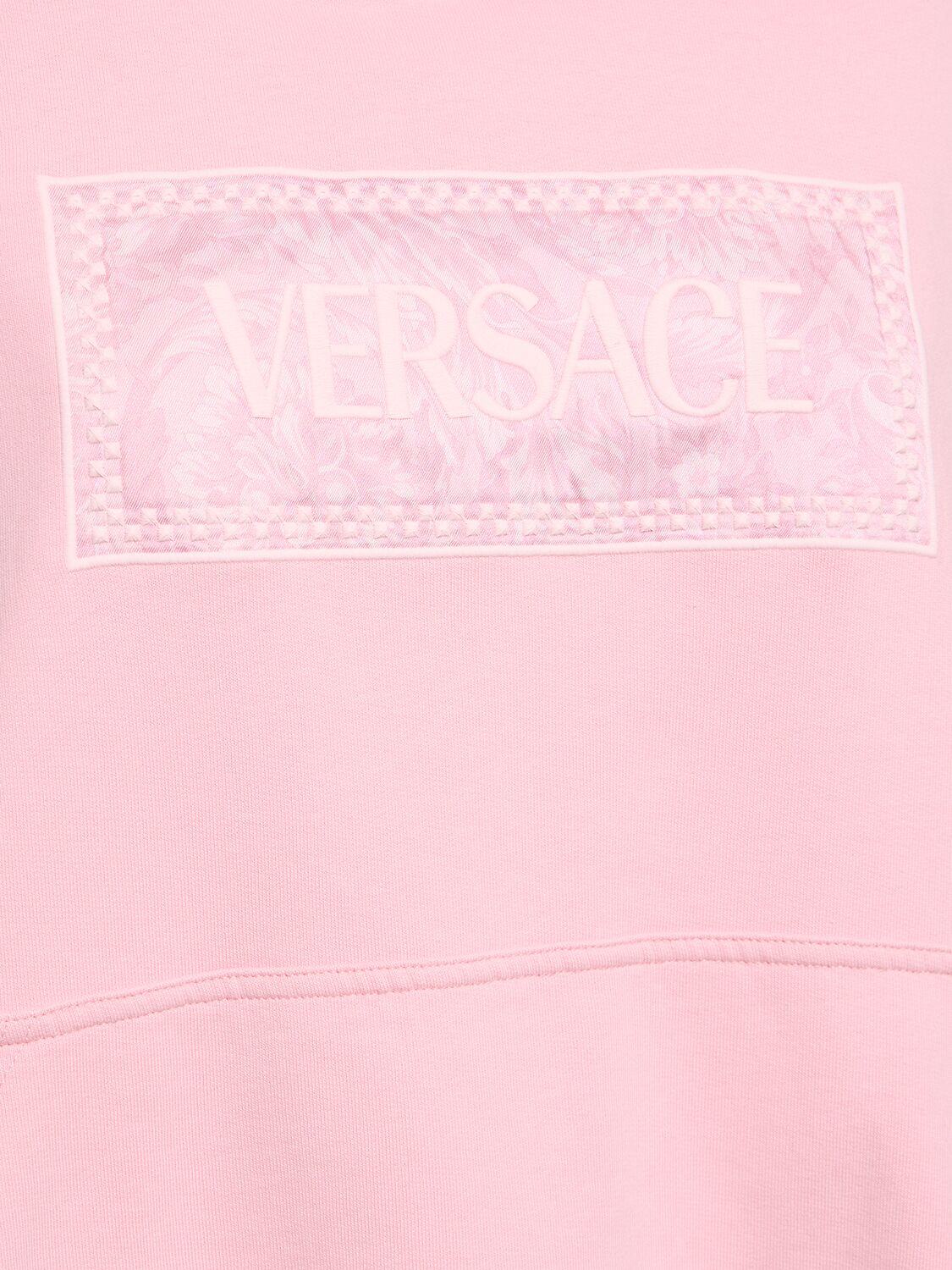 Shop Versace Baroque Logo Jersey Sweatshirt In Pink