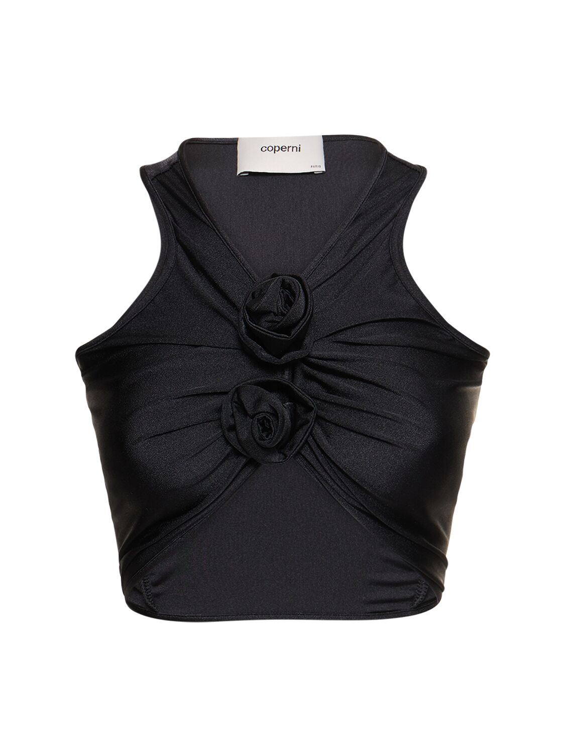 Shop Coperni Flower Jersey Top In Black