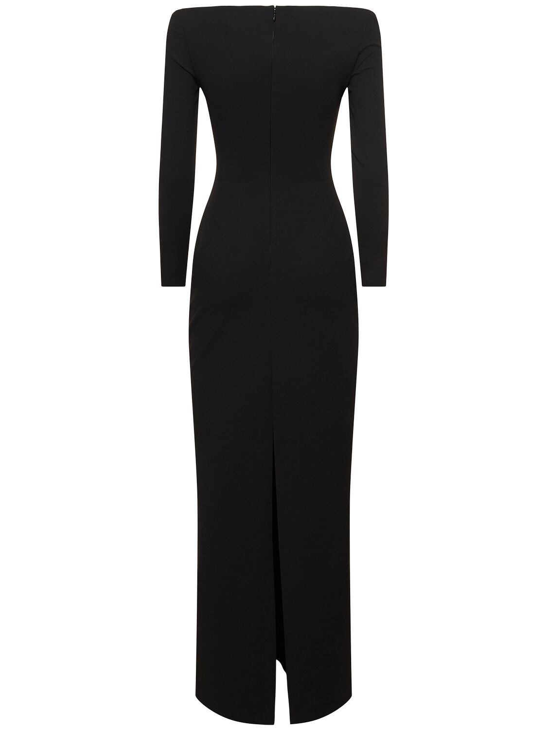 Shop Solace London Tara Off-the-shoulder Crepe Long Dress In 블랙
